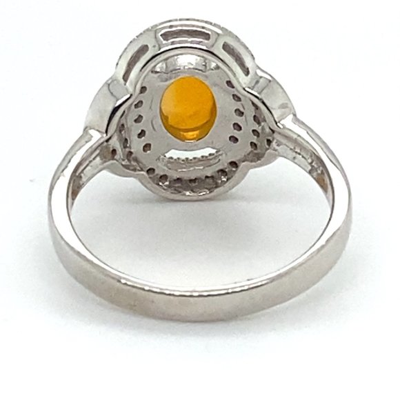 Welo Opal 1.19ct Platinum Finish Solid 925 Sterling Silver Ring - Picture 5 of 6